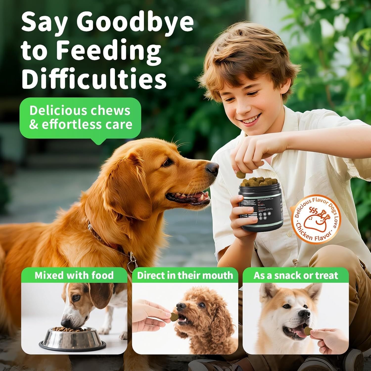 Probiotic Digestive Chews for Dogs - Stop Scooting, Gas & Diarrhea | 90 Chicken Chews - Image 3