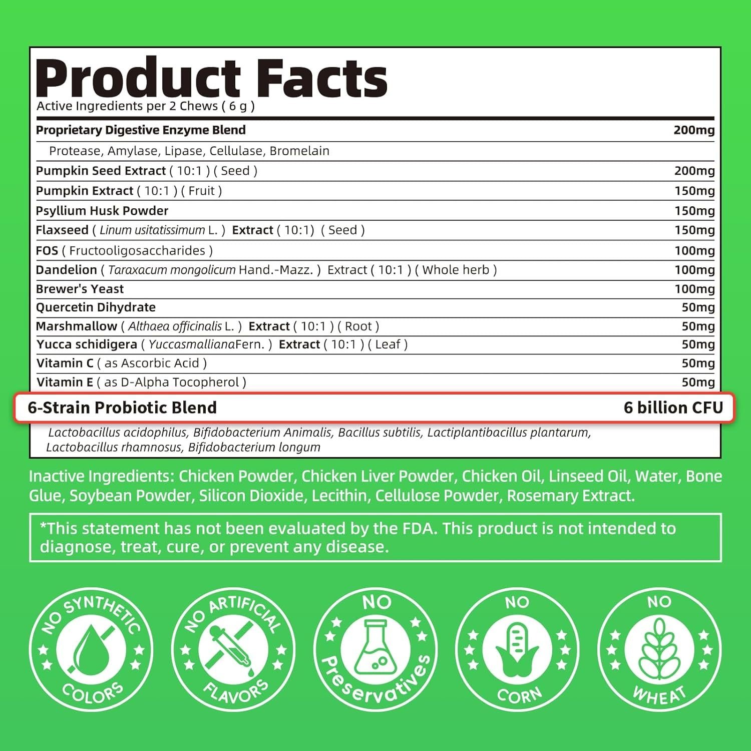 Probiotic Digestive Chews for Dogs - Stop Scooting, Gas & Diarrhea | 90 Chicken Chews - Image 9