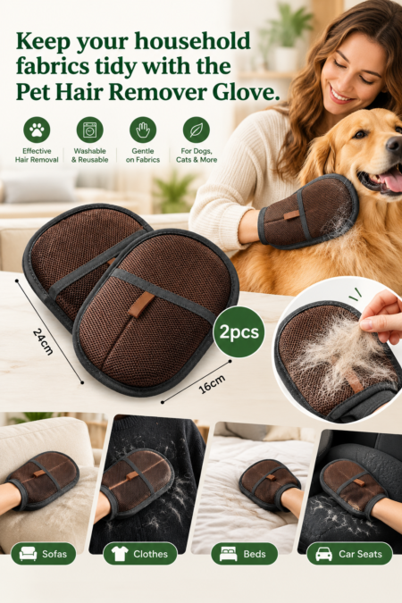 Pet Hair Remover Glove - Reusable Deshedding Mitt for Dogs & Cats | Removes Hair from Furniture & Clothes