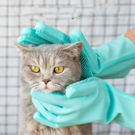 Silicone Pet Grooming Glove - Remove 90% of Dog & Cat Hair + Bath Brush