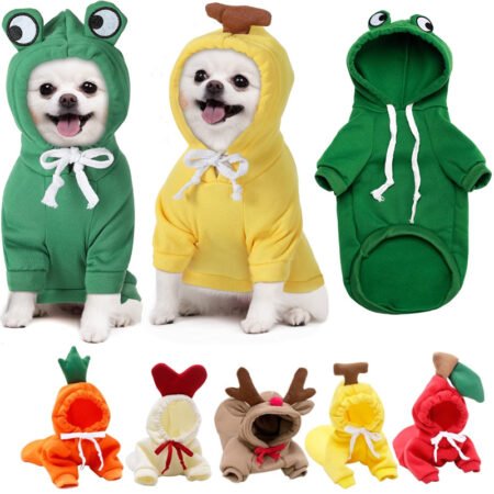 Cute Fruit Dog Hoodie Winter Warm Fleece Pet Clothes for Small Dogs and Cats