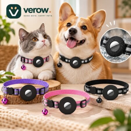 Reflective AirTag Dog Collar Holder and waterproof GPS tracker case
